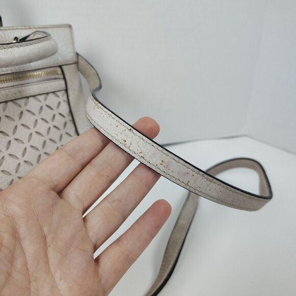 FLAWS Kate Spade Looloo Perri Lane Bubbles Crossbody Taupe Leather Bag - Picture 9 of 16